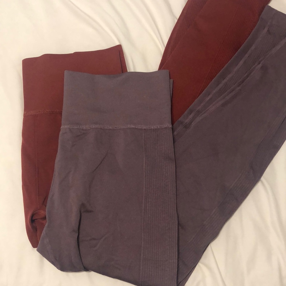 Forever 21 Leggings Red and Purple Workout Set of 2 Large